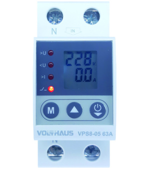 65c4793f e584 4c62 9342 5a17c58c4f25 d264ef48 72a2 4de3 ba68 dd7299045b27 300x338 - Устройство защиты от повышенного,
пониженного напряжения и перегрузки
по току (реле контроля напряжения)
VOLTHAUS VPS8 05 U63A