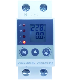 65c4793f e584 4c62 9342 5a17c58c4f25 d264ef48 72a2 4de3 ba68 dd7299045b27 300x338 - Устройство защиты от повышенного,
пониженного напряжения и перегрузки
по току (реле контроля напряжения)
VOLTHAUS VPS8 05 U63A